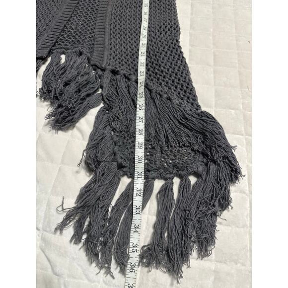 Y London Crocheted Tassel Vest Women's Size Large Gray Boho Western Vintage - Picture 6 of 6